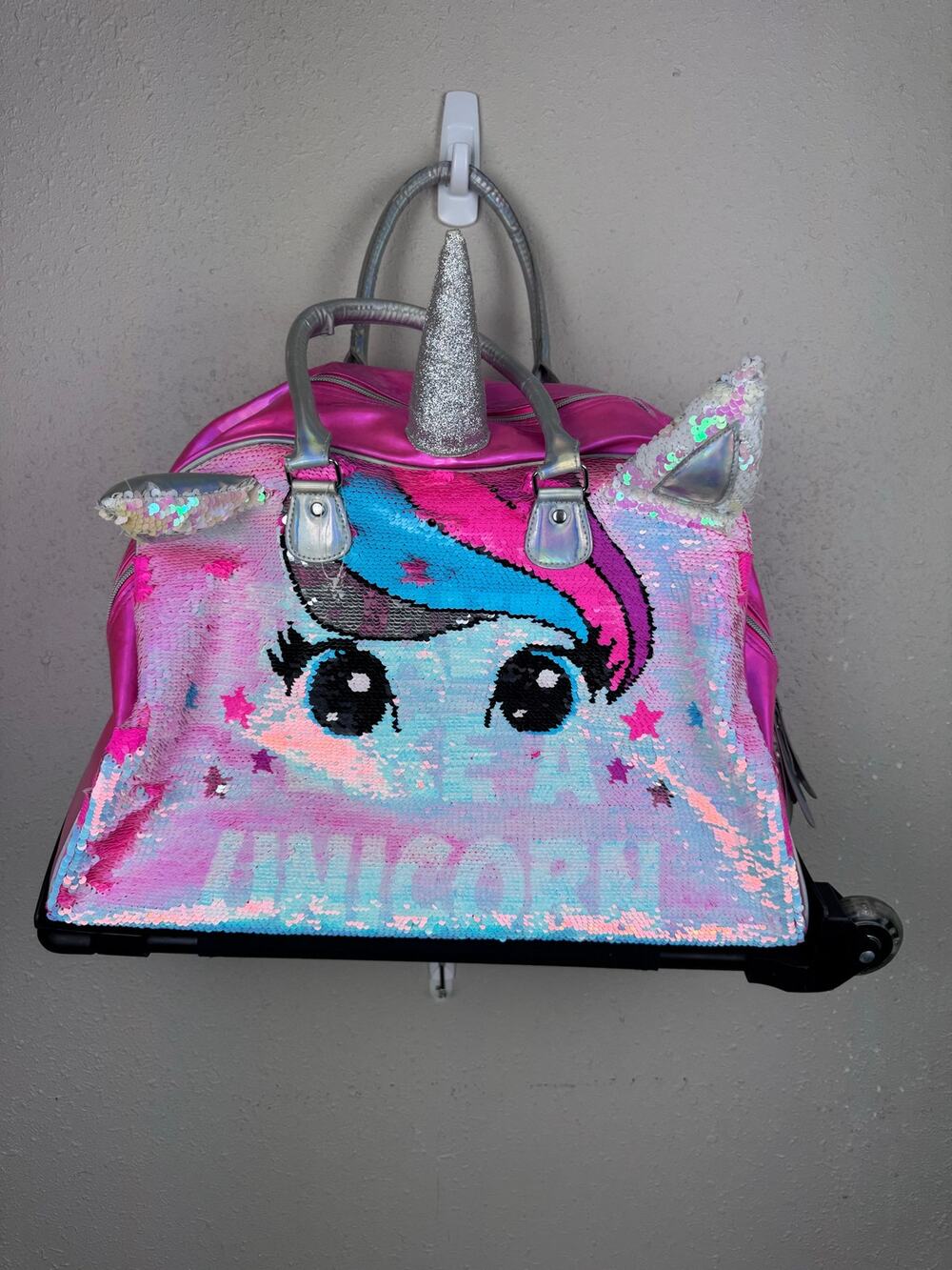 Justice Light up wheels Rolling Unicorn Bag